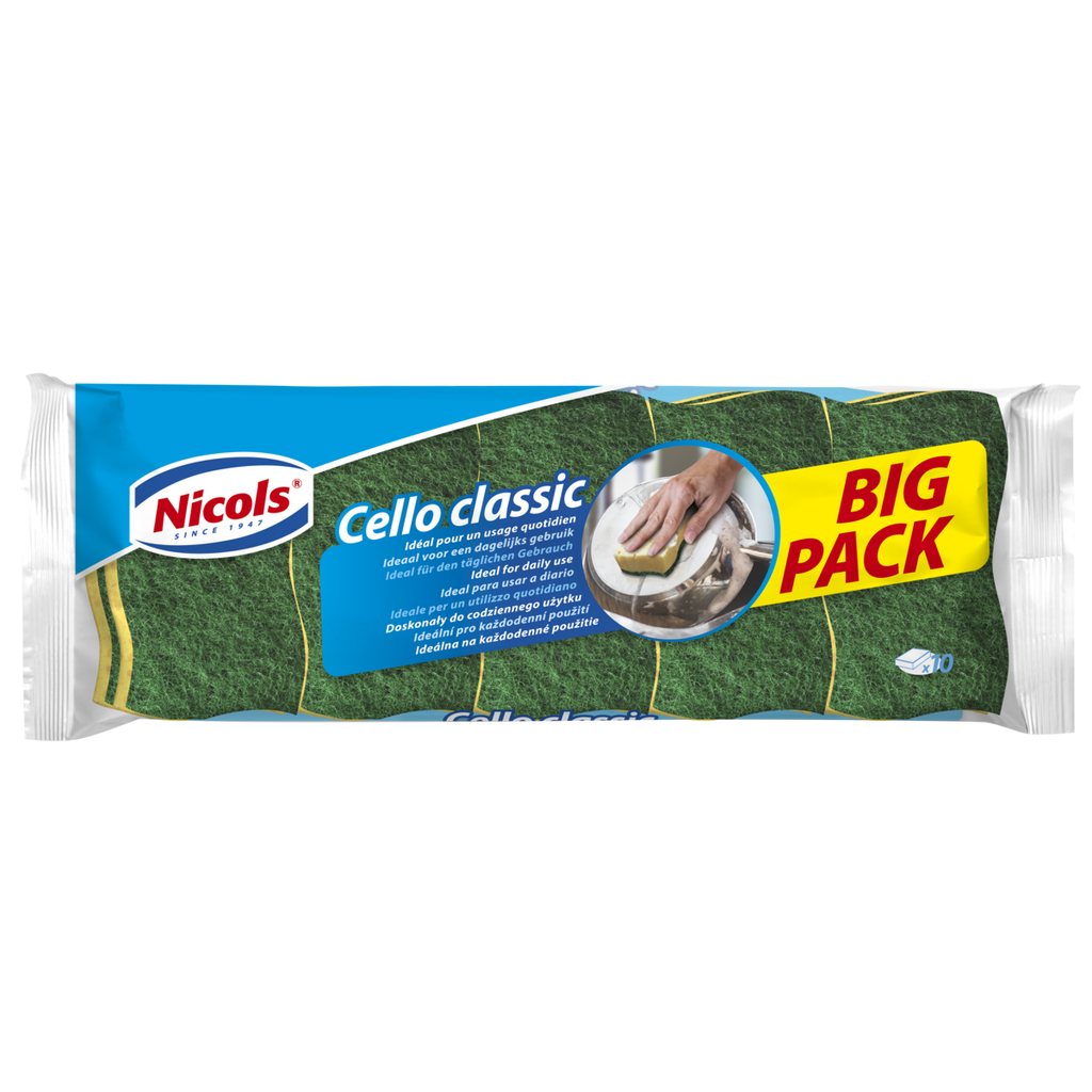 NICOLS - Cello classic éponge gratante multi-usage (lot de 10)